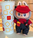 RETRO DINER OUTFIT for Labubu: Cap + Detachable Fry Holster & 4-Piece Set (1st/2nd/3rd Gen Fit) DOLL NOT INCLUDED