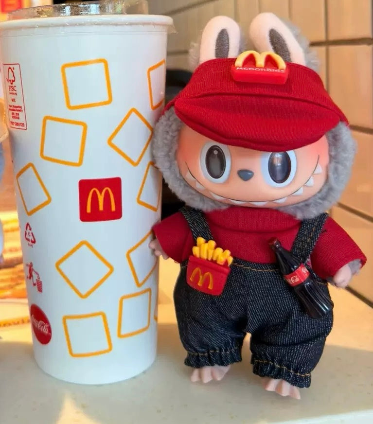 RETRO DINER OUTFIT for Labubu: Cap + Detachable Fry Holster & 4-Piece Set (1st/2nd/3rd Gen Fit) DOLL NOT INCLUDED