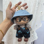 Labubu Plush Doll Denim Starry Overalls & Floral Bucket Hat (Limited Edition)