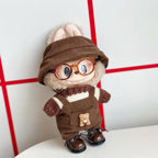LABUBU’S FALL DREAM OUTFIT! Head-to-Toe Autumn Brown Playsuit Set - Bear Ears Hat & Denim Overalls