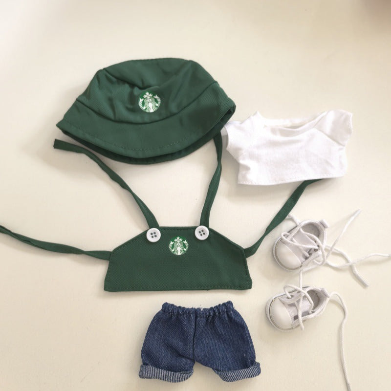 Handmade Clothes Outfit for Labubu 1st & 2nd Gen Doll Coffee Barista Style Dress Hat