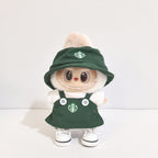 Handmade Clothes Outfit for Labubu 1st & 2nd Gen Doll Coffee Barista Style Dress Hat