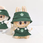 Handmade Clothes Outfit for Labubu 1st & 2nd Gen Doll Coffee Barista Style Dress Hat